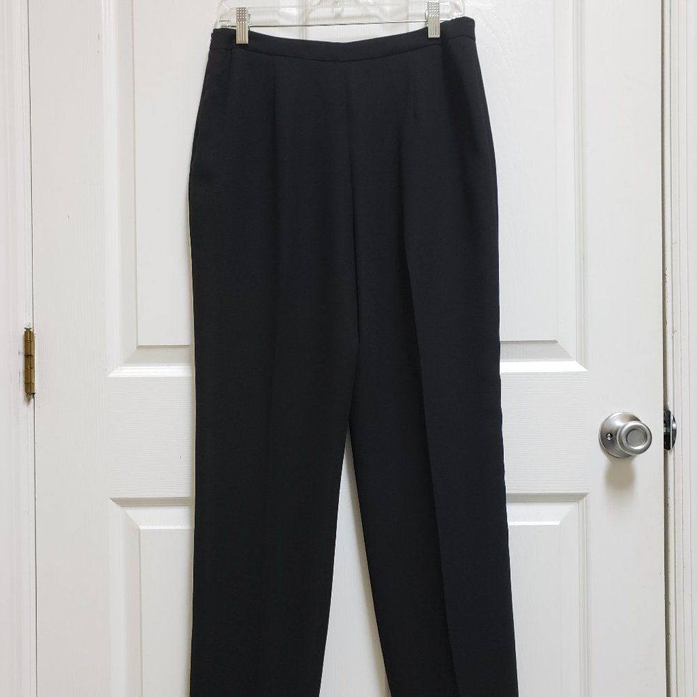 Donna Morgan Dress Pants Women 12P Black Flat Front Side Zipper Lined